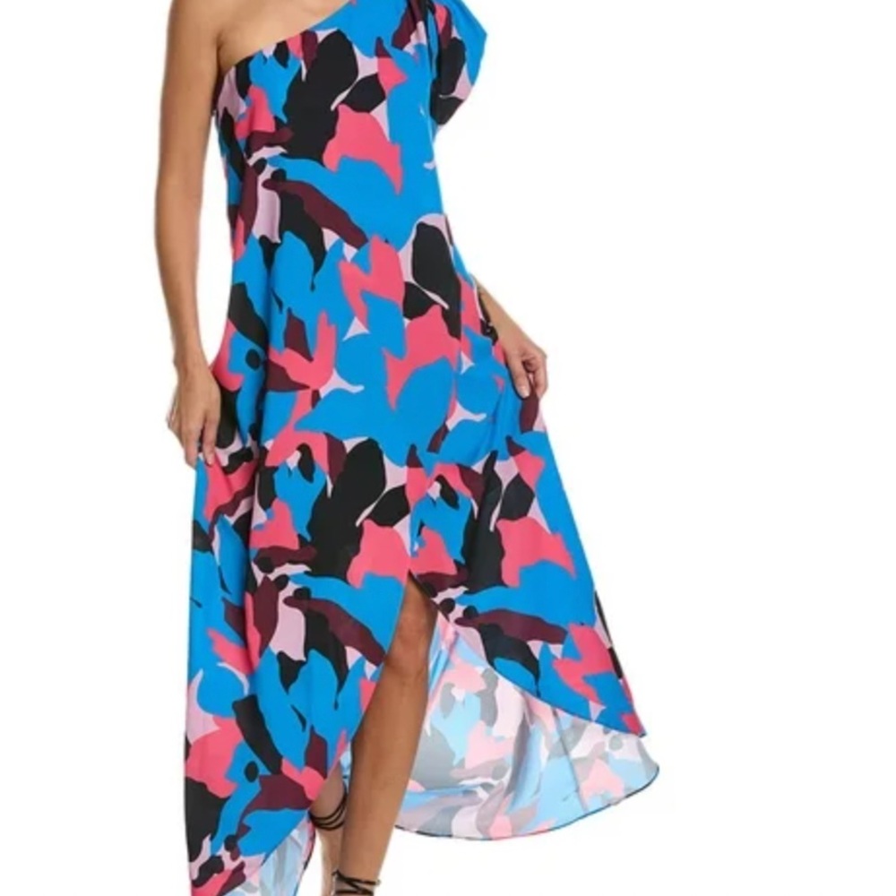 CROSBY by Mollie Burch One-Shoulder Dress in Blue and Pink